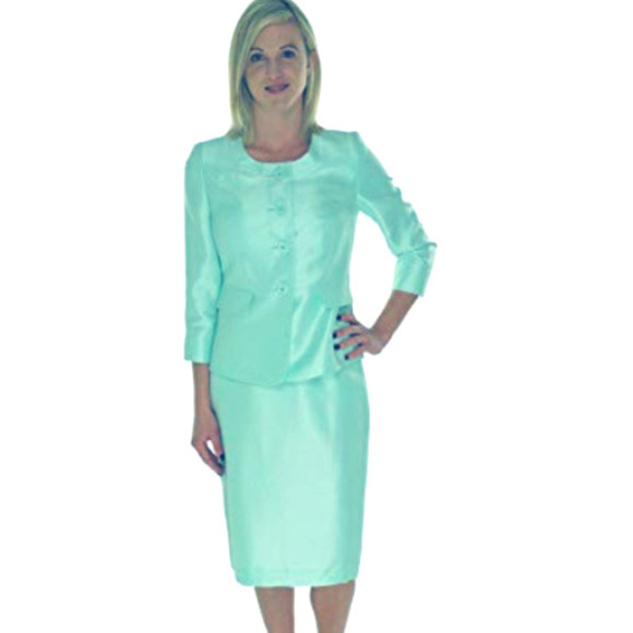 Le Suit Hamptons Mint Green Skirt & Blazer set - Picture 10 of 10